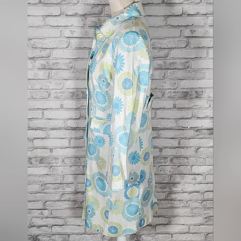 1 Madison Blue Green Floral Trench Coat